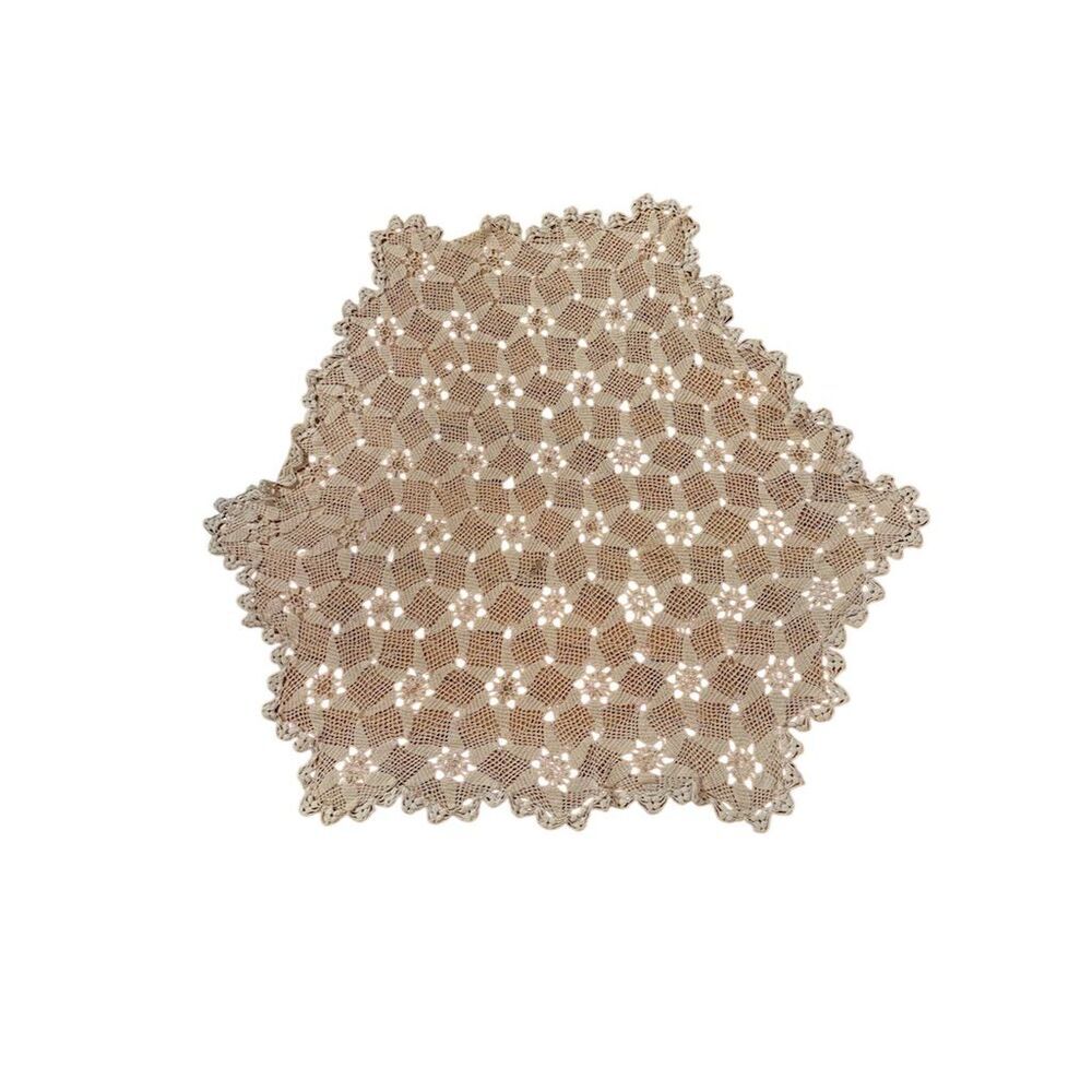 Vintage Handmade Ecru Crochet Doily Small Naive Primitive Style